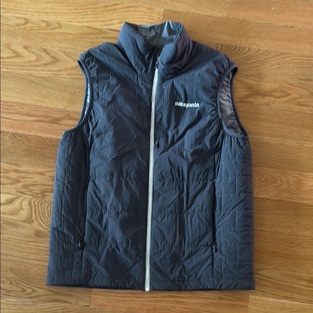 Patagonia Blue Quilted Vest with High Collar